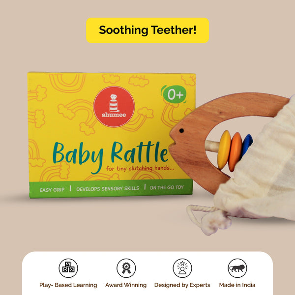 Neem Wooden Fish Shaped Rattles for Babies (0 Months+)