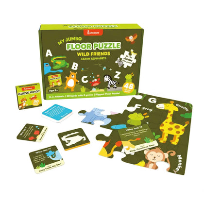Jungle Themed Floor Puzzle & Card Game Set (3+ Years)