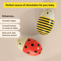 Wooden Egg Shakers- Ladybug and Bee  - 0 Months+