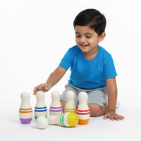 Multicolor Mini Bowling Pins Set || 6 Pins, 1 Ball  (2 Years+)