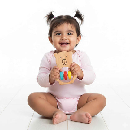 Bozo the Bear Wooden Rattle Toy for Babies (0 Months +)