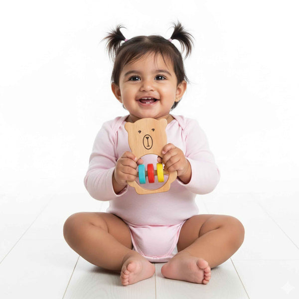 Bozo the Bear Wooden Rattle Toy for Babies (0 Months +)