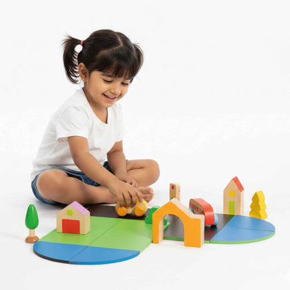 Wooden Build A City Puzzle Pretend Play Toy (2 Years+)