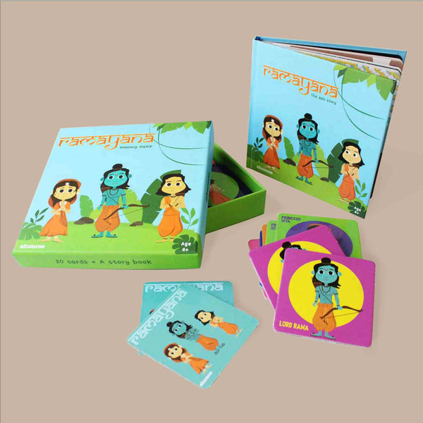 Ramayana Memory Game & Picture Book Set (4+ Years) - Mythology Educational Set for Your Kids & Gifting