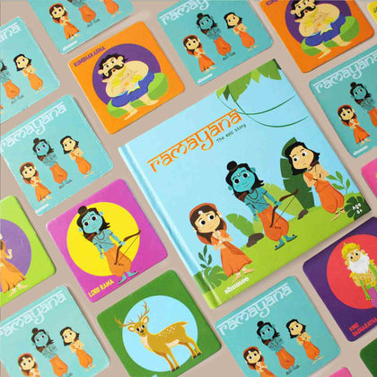 Ramayana Memory Game & Picture Book Set (4+ Years) - Mythology Educational Set for Your Kids & Gifting