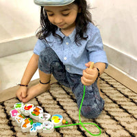 Wooden Farm Lacing Blocks for Toddlers (2 Years+)