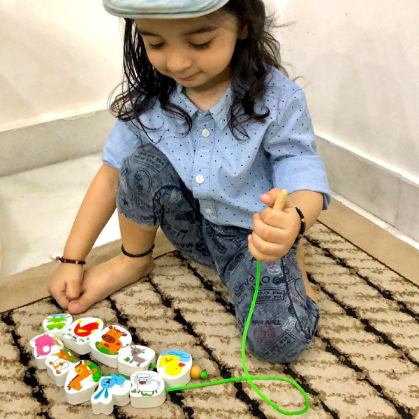 Wooden Farm Lacing Blocks for Toddlers (2 Years+)