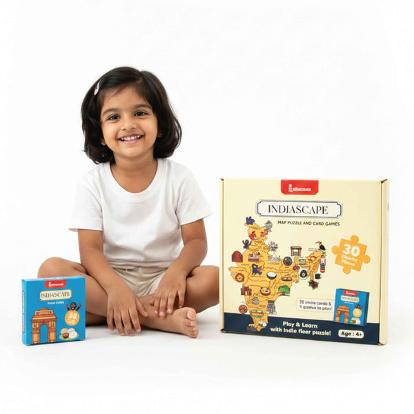 India Map Puzzle Set - 30 Pieces & 35 Trivia Cards (4+ Years)
