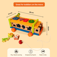 Wooden Shape Sorter Toy Truck - shapes & Animals (2 Years+)