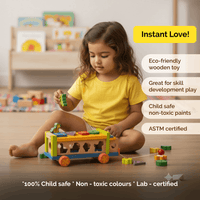 Wooden Shape Sorter Toy Truck - shapes & Animals (2 Years+)