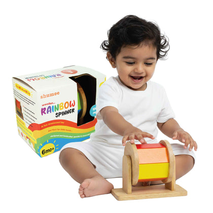 Wooden Montessori Rainbow Hand Spinner Toy (6+ months)