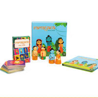 Wooden Ramayana Play Set - Peg Dolls, Picture Book, Memory Cards & Snap Cards (3+ Years)
