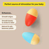 Orange & Blue Wooden Egg Shakers  - 0 Months+