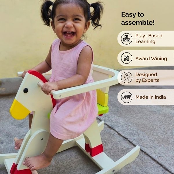 Wooden Rocking Horse Swing Toy For Baby & Toddlers (1 Years+)