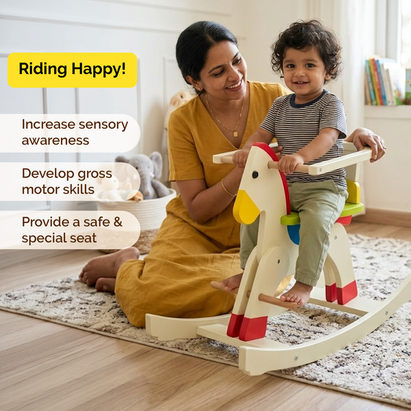 Wooden Rocking Horse Swing Toy For Baby & Toddlers (1 Years+)