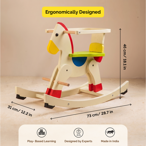 Wooden Rocking Horse Swing Toy For Baby & Toddlers (1 Years+)