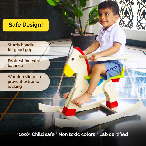 Wooden Rocking Horse Swing Toy For Baby & Toddlers (1 Years+)