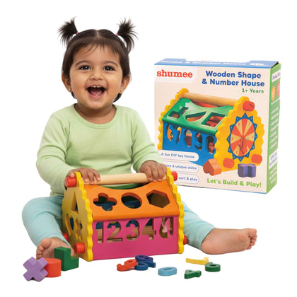 Wooden Shape & Number Sorter House Toy (1+ Years)