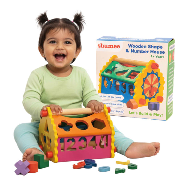 Wooden Shape & Number Sorter House Toy (1+ Years)