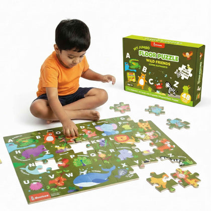Jungle Themed Floor Puzzle & Card Game Set (3+ Years)