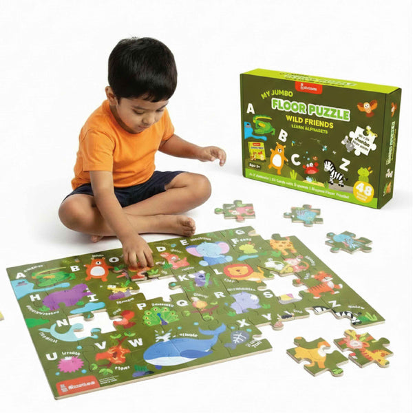 Jungle Themed Floor Puzzle & Card Game Set (3+ Years)