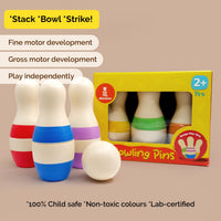 Mini Stripes Bowling Pins Set || 6 Pins, 1 Ball  (2 Years+)
