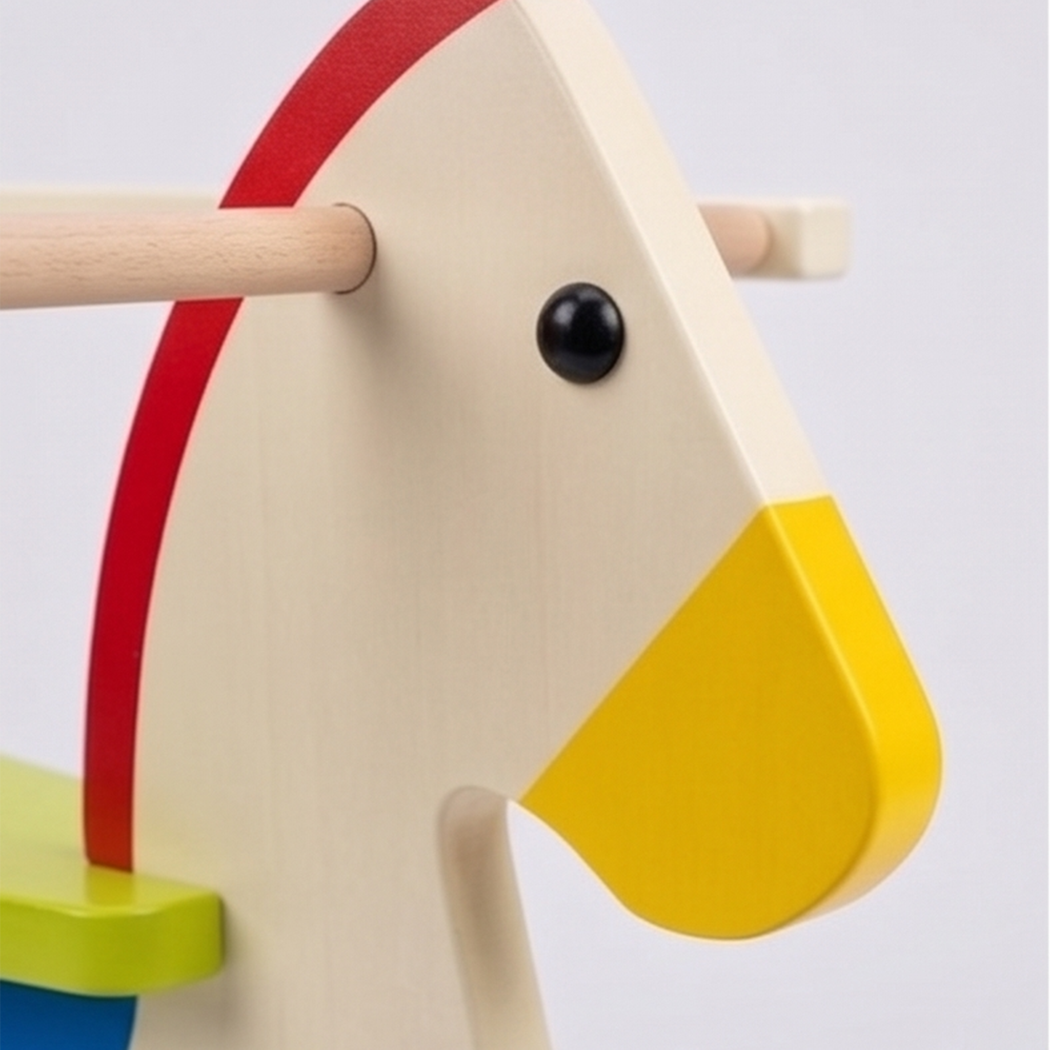 Wooden rocking horse head detail
