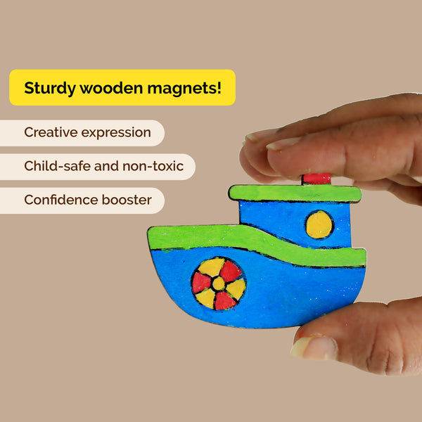Vehicle Themed Magnetic Art Kit - 6 Wooden Magnets (6+Years)