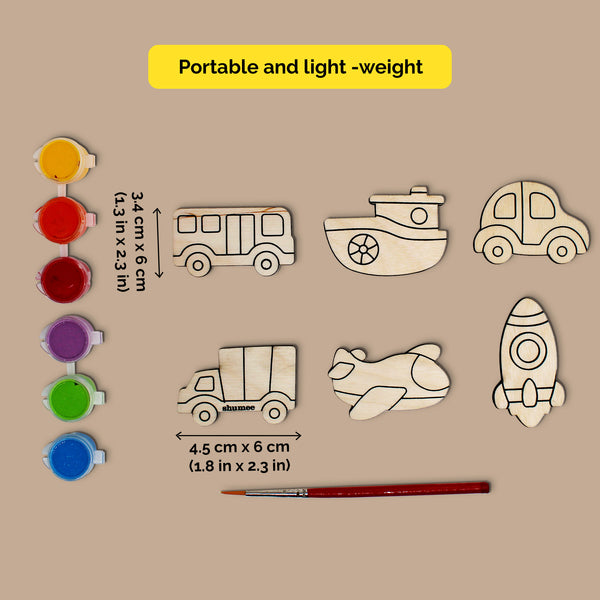 Vehicle Themed Magnetic Art Kit - 6 Wooden Magnets (6+Years)
