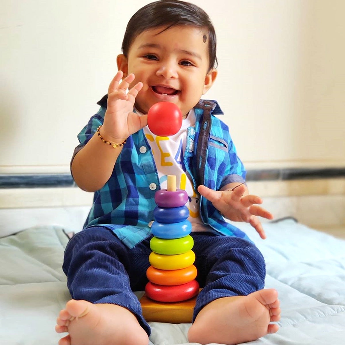 Stacking Rings Toy Wooden Rainbow Stacker Toy Shumee