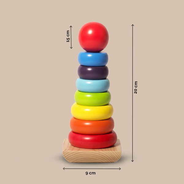 Stacking Rings Toy Wooden Rainbow Stacker Toy Shumee