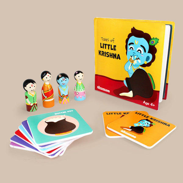 Krishna Set Combo - Peg Dolls, Memory Cards & Story Books (4+ Years)