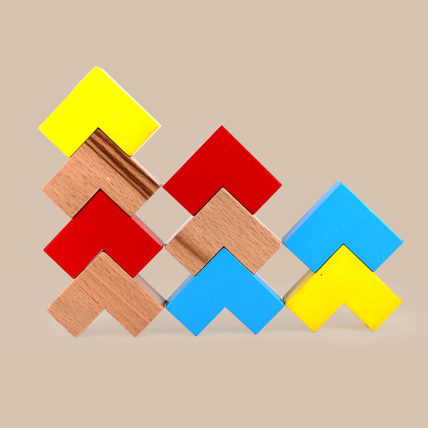 Colourful Wooden Puzzle Cube With 9 L-Shaped Blocks (4+ Years)