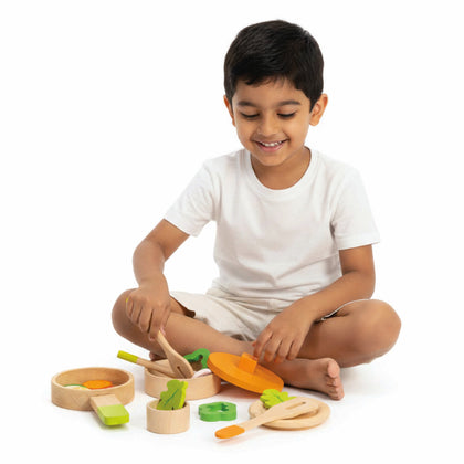 Wooden Kitchen Set - Cooking Set For Lil Chefs (3+ Years)