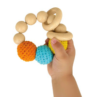 Wooden Crochet Teether and Rattle Ring Toy for Babies (0 Months+)