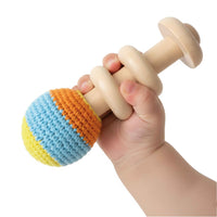 Wooden Organic Crochet Shaker - Baby Rattle Toy (0 Months+)