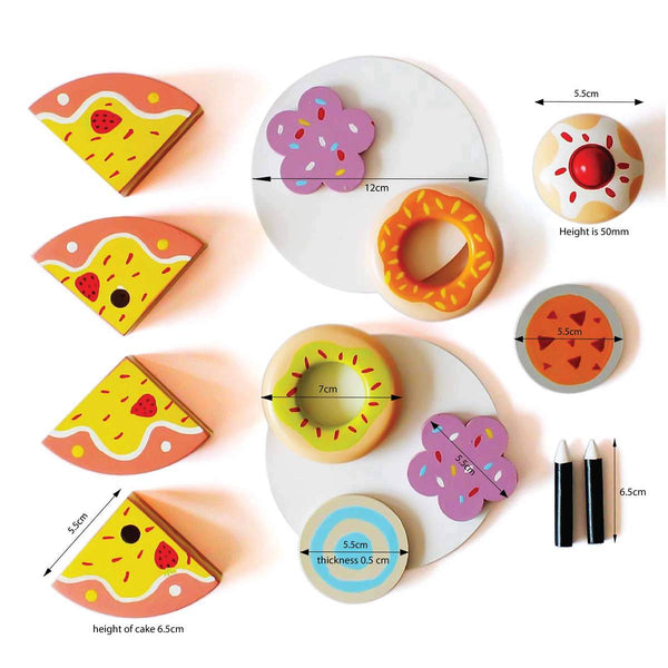 Wooden Pretend Play Dessert Set - Cake, Donuts, Cookies, Cupcake (3 Years+)