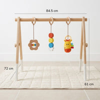 Wooden Montessori Baby Gym – Foldable Neem Wood Play Gym with Hanging Toys