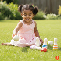Multicolor Mini Bowling Pins Set || 6 Pins, 1 Ball  (2 Years+)