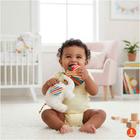 Soft Plush Baby Rattle & Ball - Organic Elephant Rattle for Babies (0 Months+)