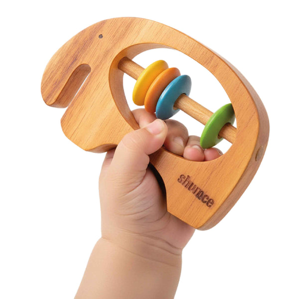 Neem wooden elephant rattle for babies (0 Months+)