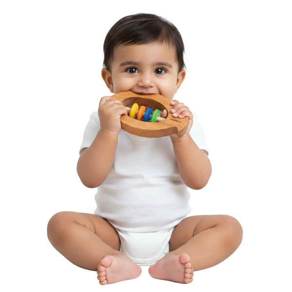 Neem Wooden Fish Shaped Rattles for Babies (0 Months+)