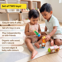 Animal Themed Wooden Rotate & Turn Puzzle - Set of 2 Puzzles (1+ years)