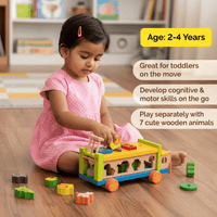 Wooden Shape Sorter Toy Truck - shapes & Animals (2 Years+)