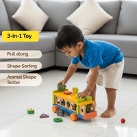 Wooden Shape Sorter Toy Truck - shapes & Animals (2 Years+)
