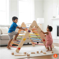 Wooden Rainbow Pikler Triangle With Slide/Climber/Play Gym For Babies (6+ Months)