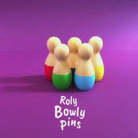 Wooden Mini Bowling Pins Set || 6 Pins, 1 Ball  (2 Years+)