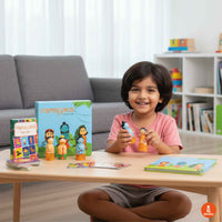 Wooden Ramayana Play Set - Peg Dolls, Picture Book, Memory Cards & Snap Cards (3+ Years)