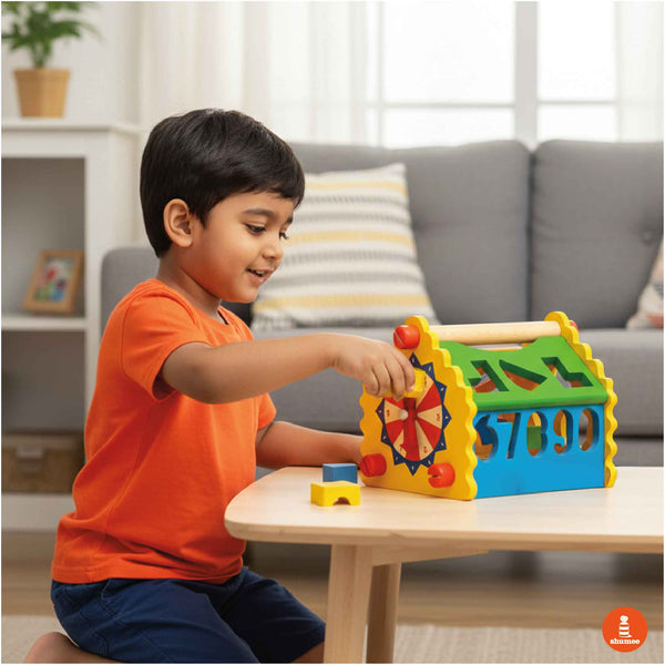 Wooden Shape & Number Sorter House Toy (1+ Years)