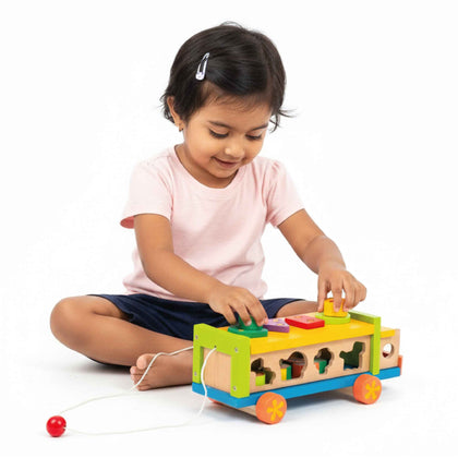 Wooden Shape Sorter Toy Truck - Animals and Shapes (2 + years)